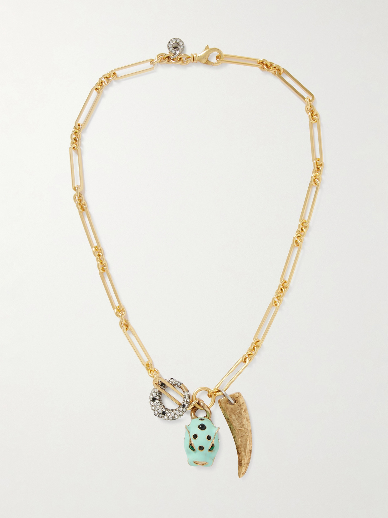 Maison Mayle Long Links Combo Gold-plated, Enamel And Crystal Necklace