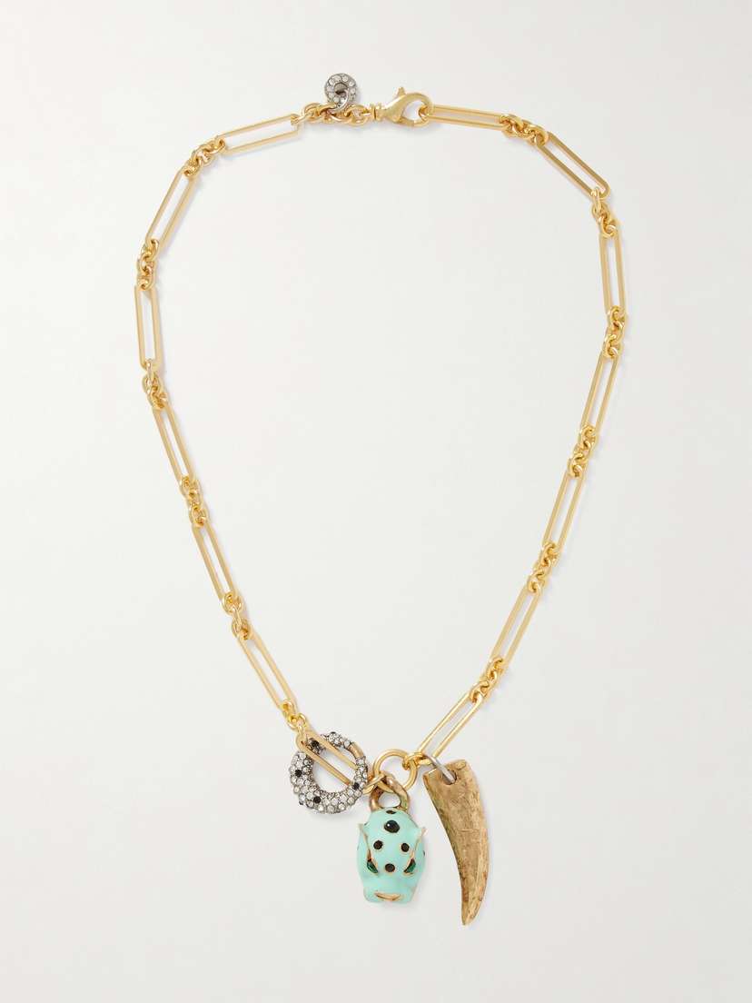 MAISON MAYLE Long Links Combo Gold-plated, Enamel And Crystal Necklace