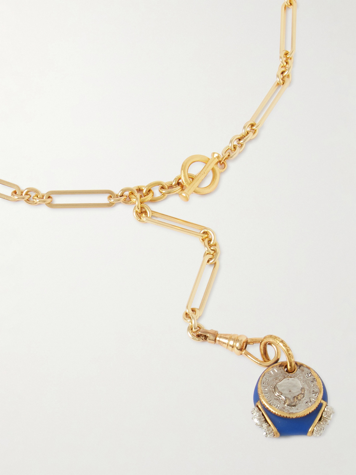 MAISON MAYLE PAMPLONNE GOLD-PLATED, SILVER-TONE, CRYSTAL AND ENAMEL NECKLACE