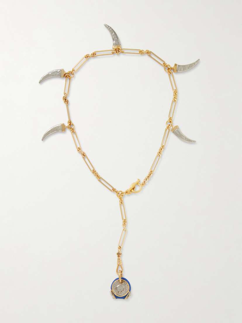 MAISON MAYLE Pamplonne Gold-plated, Silver-tone, Crystal And Enamel Necklace