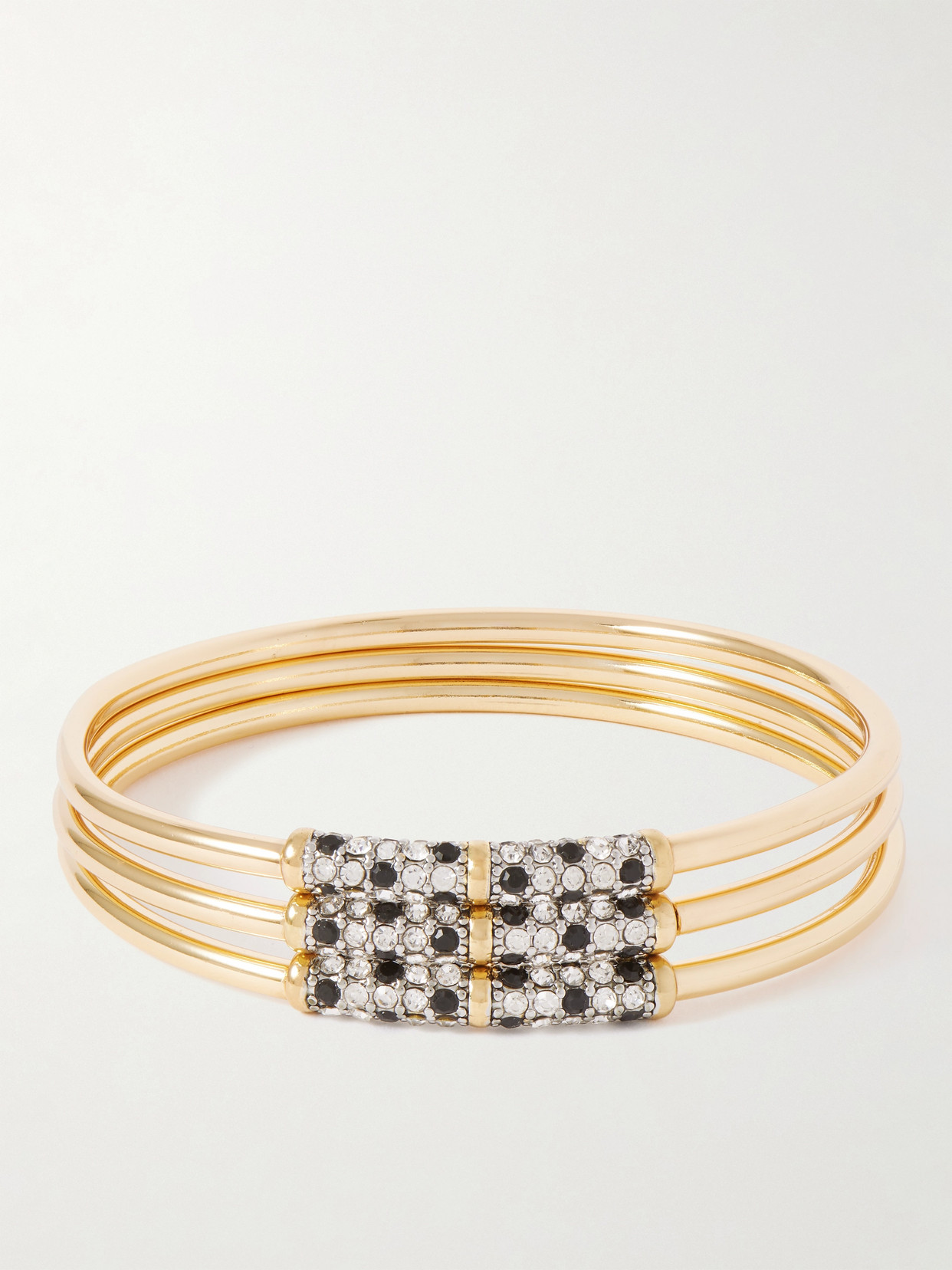Maison Mayle T.e.r. Set Of Three 18-karat Gold-plated Crystal Bracelets