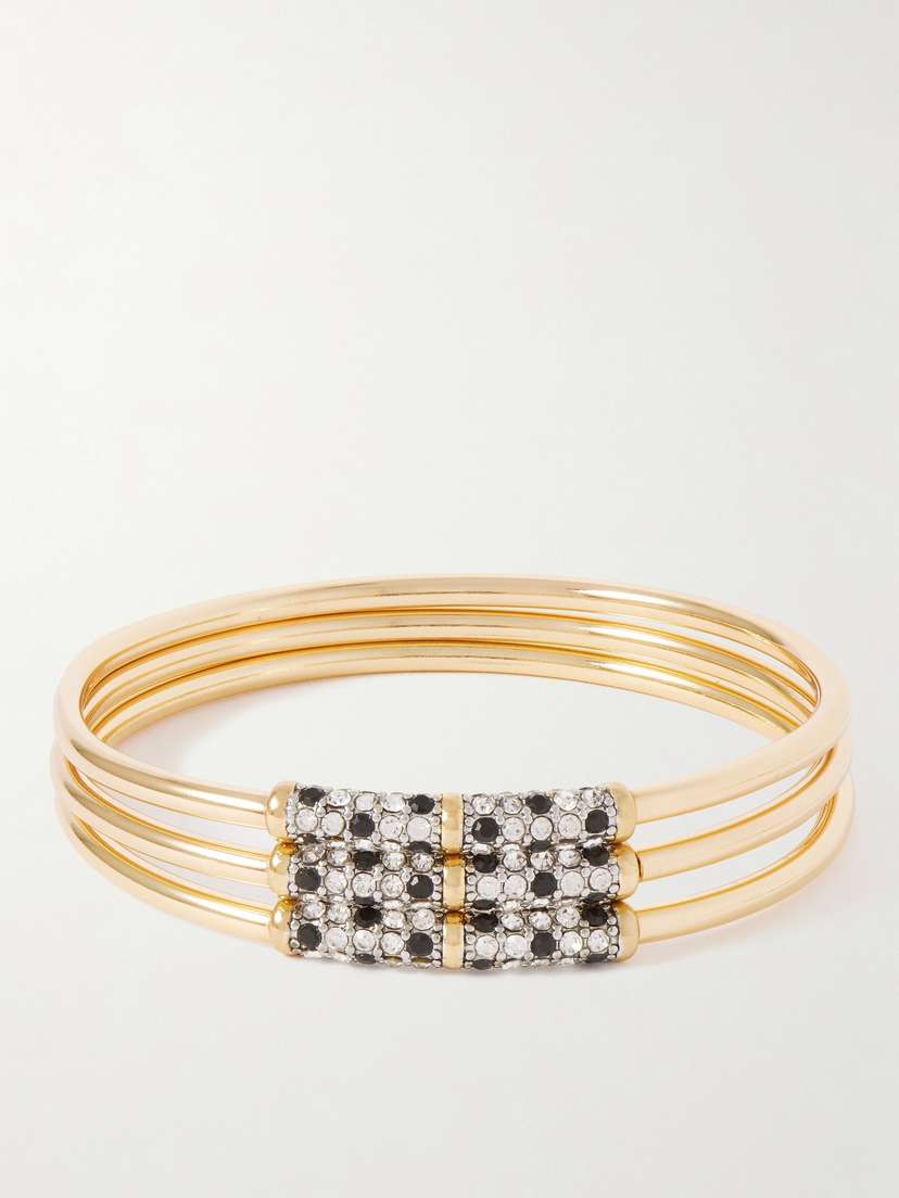 MAISON MAYLE T.e.r. Set Of Three 18-karat Gold-plated Crystal Bracelets
