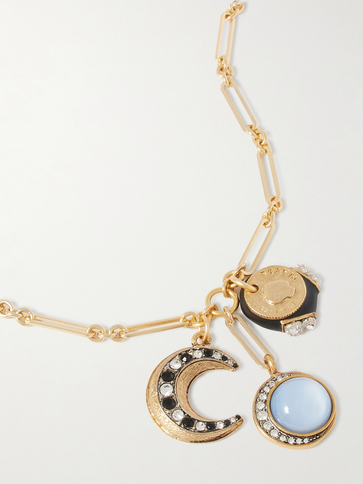 Maison Mayle Trinity Reine Gold-plated, Crystal And Enamel Necklace In Gold
