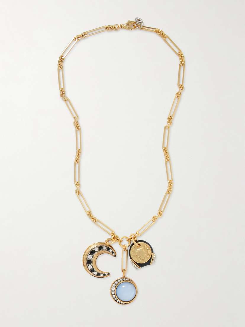 MAISON MAYLE Trinity Reine Gold-plated, Crystal And Enamel Necklace