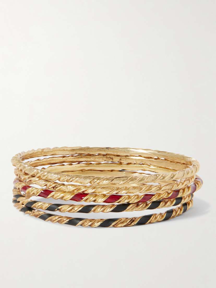 MAISON MAYLE Passerby Set Of Five Gold-plated And Enamel Bangles