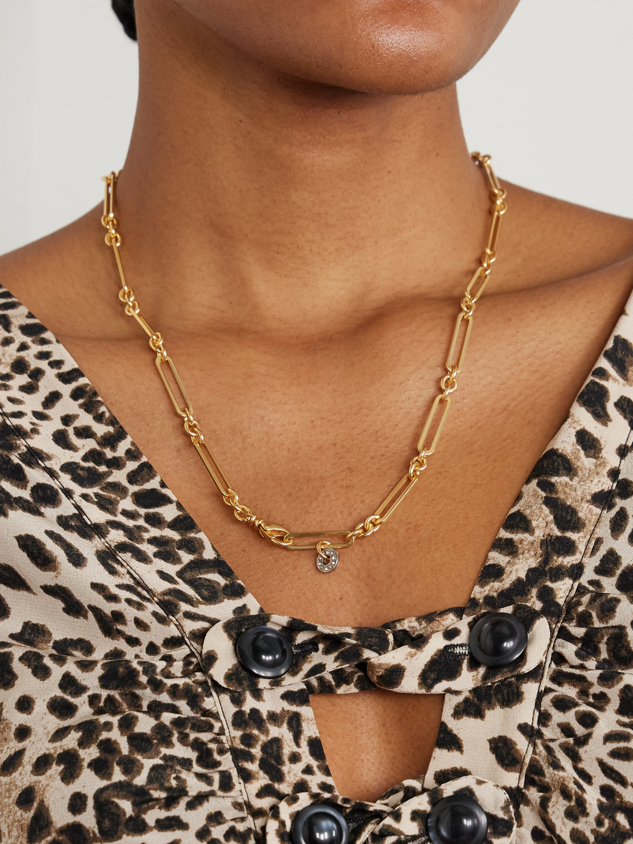 MAISON MAYLE LONG LINKS GOLD-PLATED CRYSTAL NECKLACE