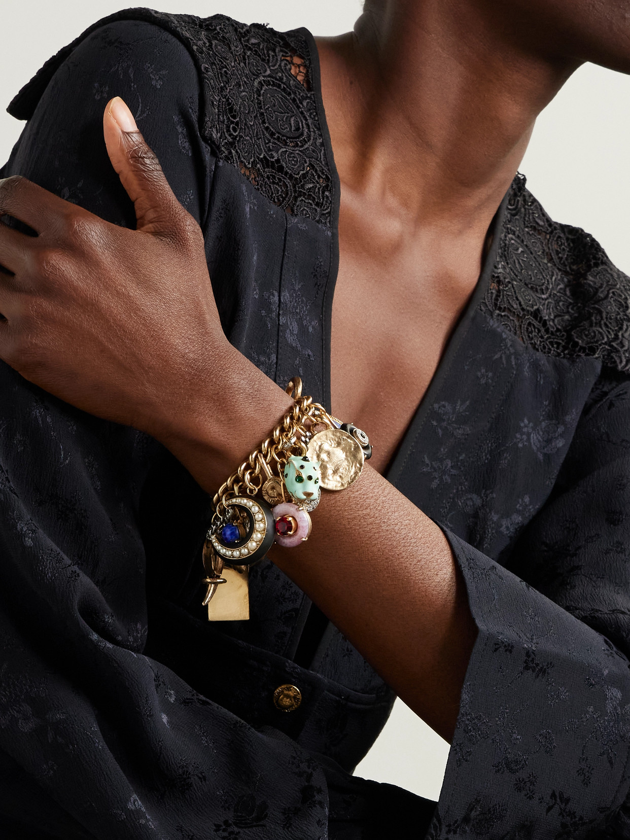 MAISON MAYLE CORNUCOPIA GOLD-PLATED, CRYSTAL AND ENAMEL NECKLACE
