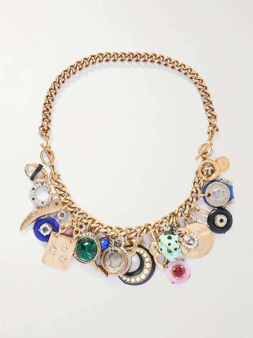 MAISON MAYLE Cornucopia Gold-plated, Crystal And Enamel Necklace