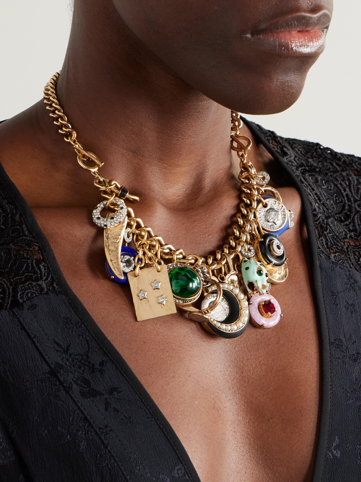 MAISON MAYLE CORNUCOPIA GOLD-PLATED, CRYSTAL AND ENAMEL NECKLACE