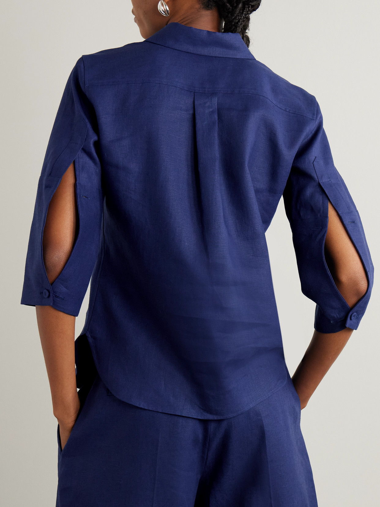 Shop Another Tomorrow Linen Shirt In Blue