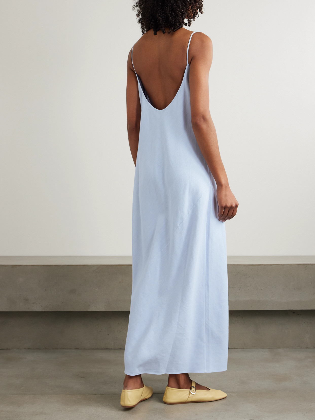 Another Tomorrow Hemp-blend Maxi Dress In Blue