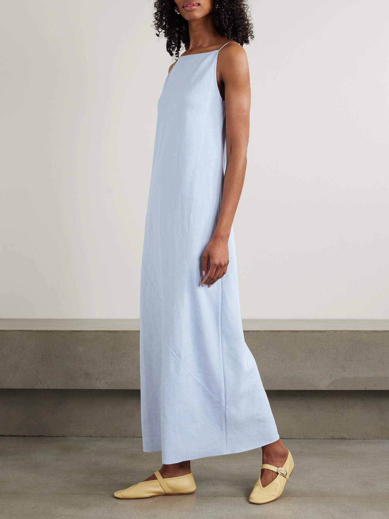 Another Tomorrow Hemp-blend Maxi Dress In Blue