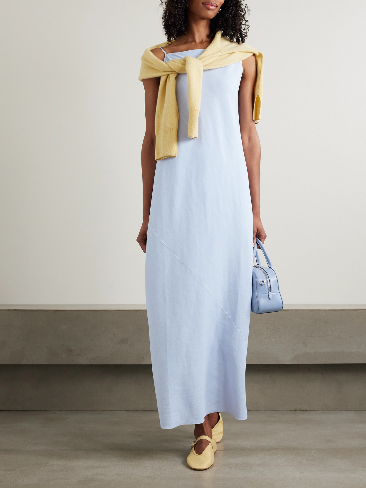 Another Tomorrow Hemp-blend Maxi Dress In Blue