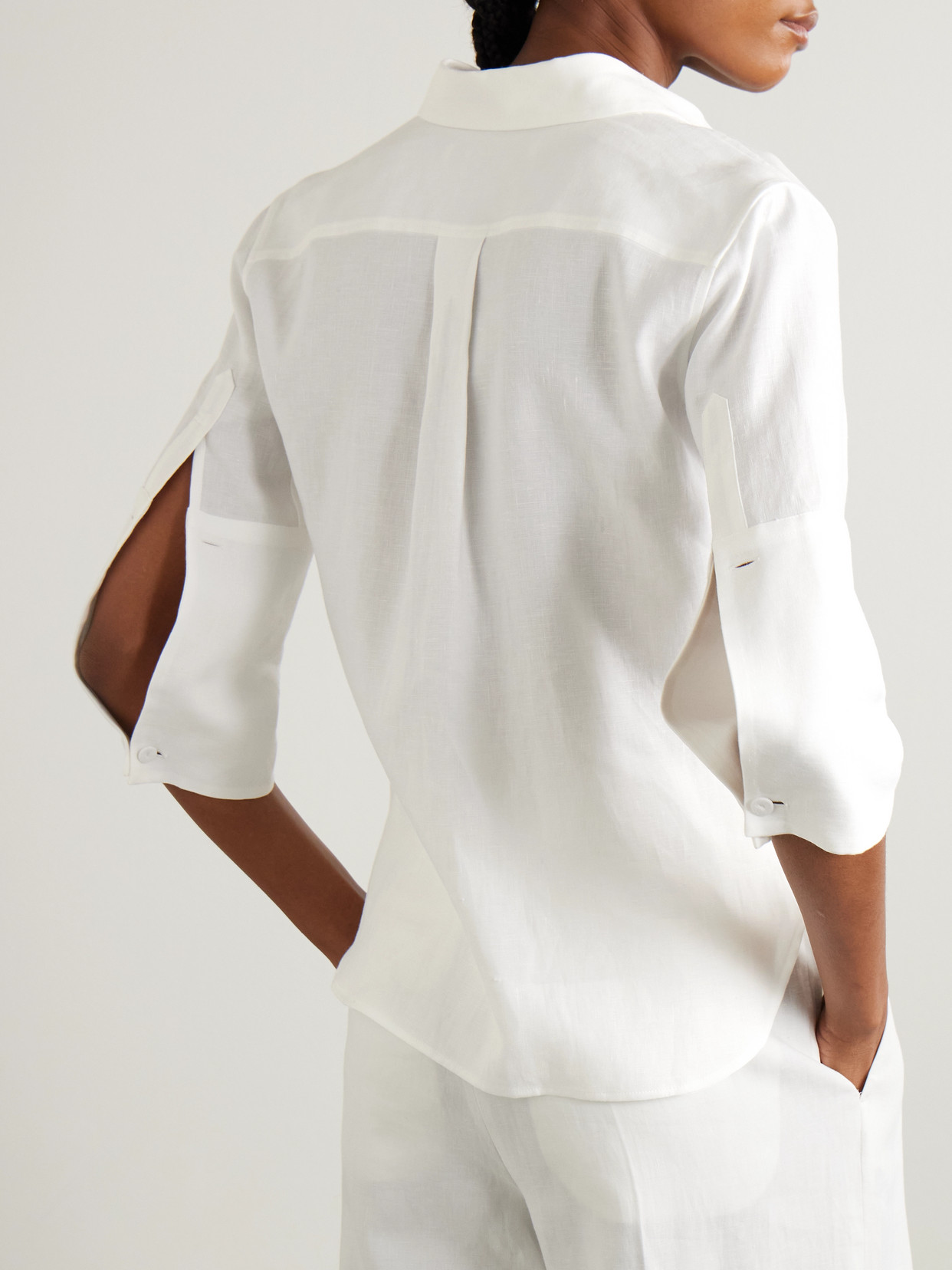 Another Tomorrow Linen Shirt In White