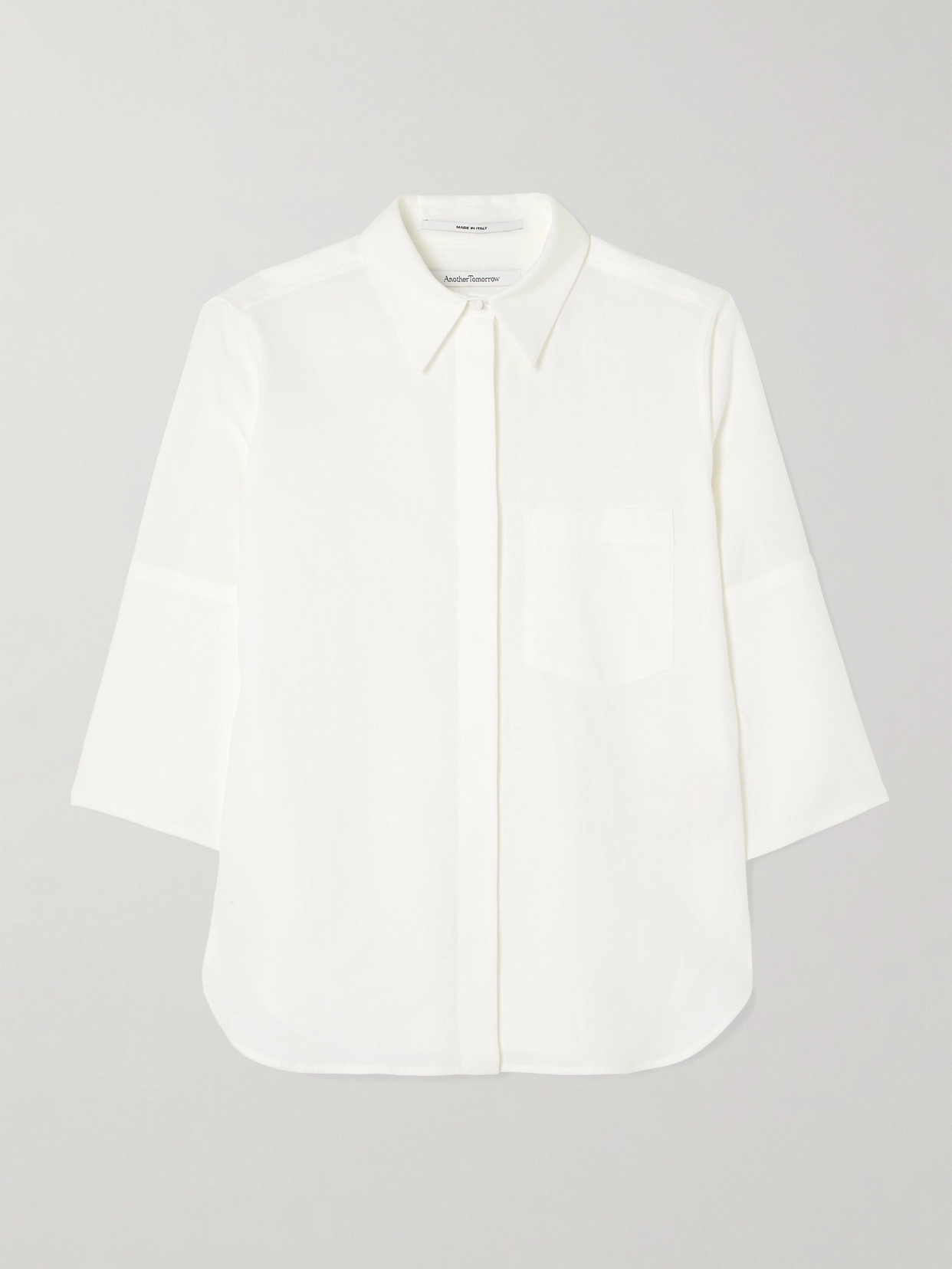 Another Tomorrow Linen Shirt In White