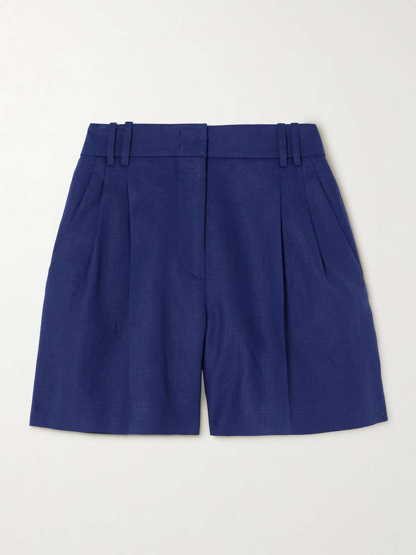 Another Tomorrow Pleated Linen Shorts