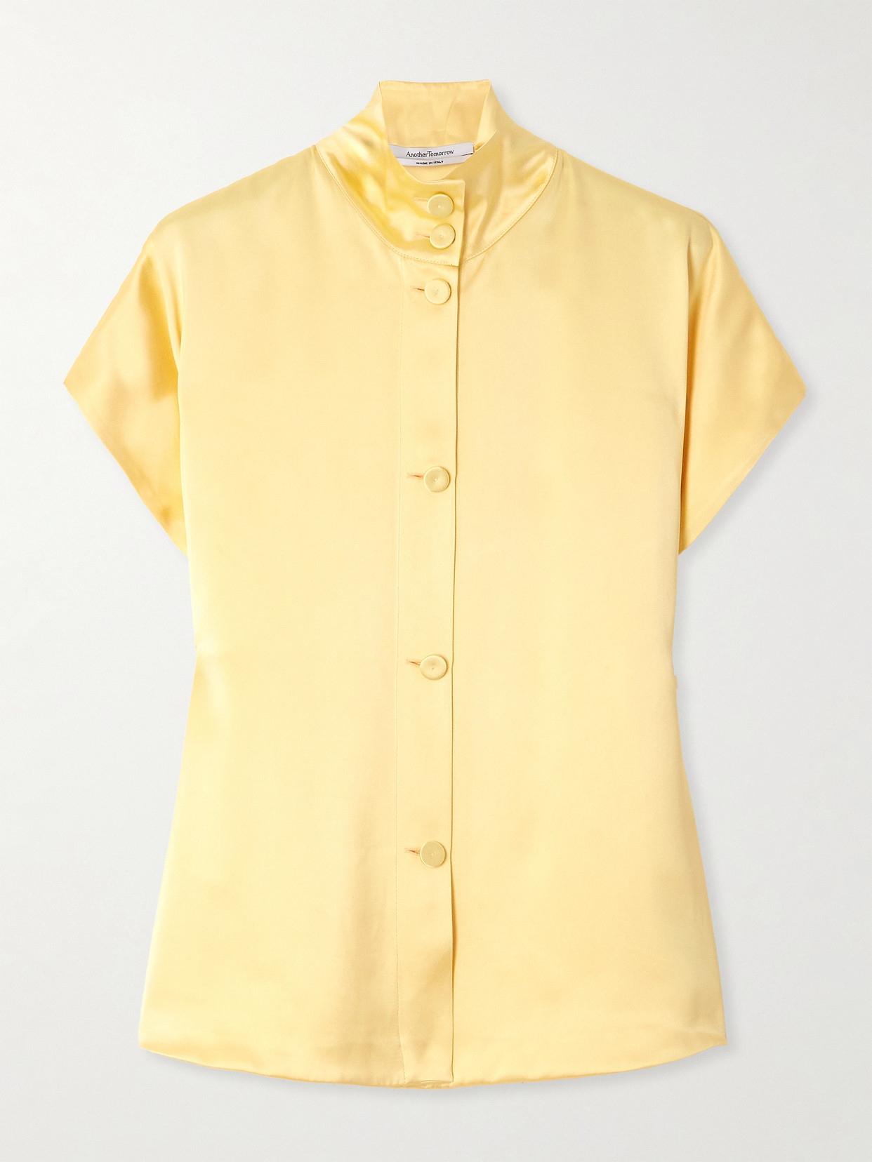 Another Tomorrow Satin Shirt In Yellow