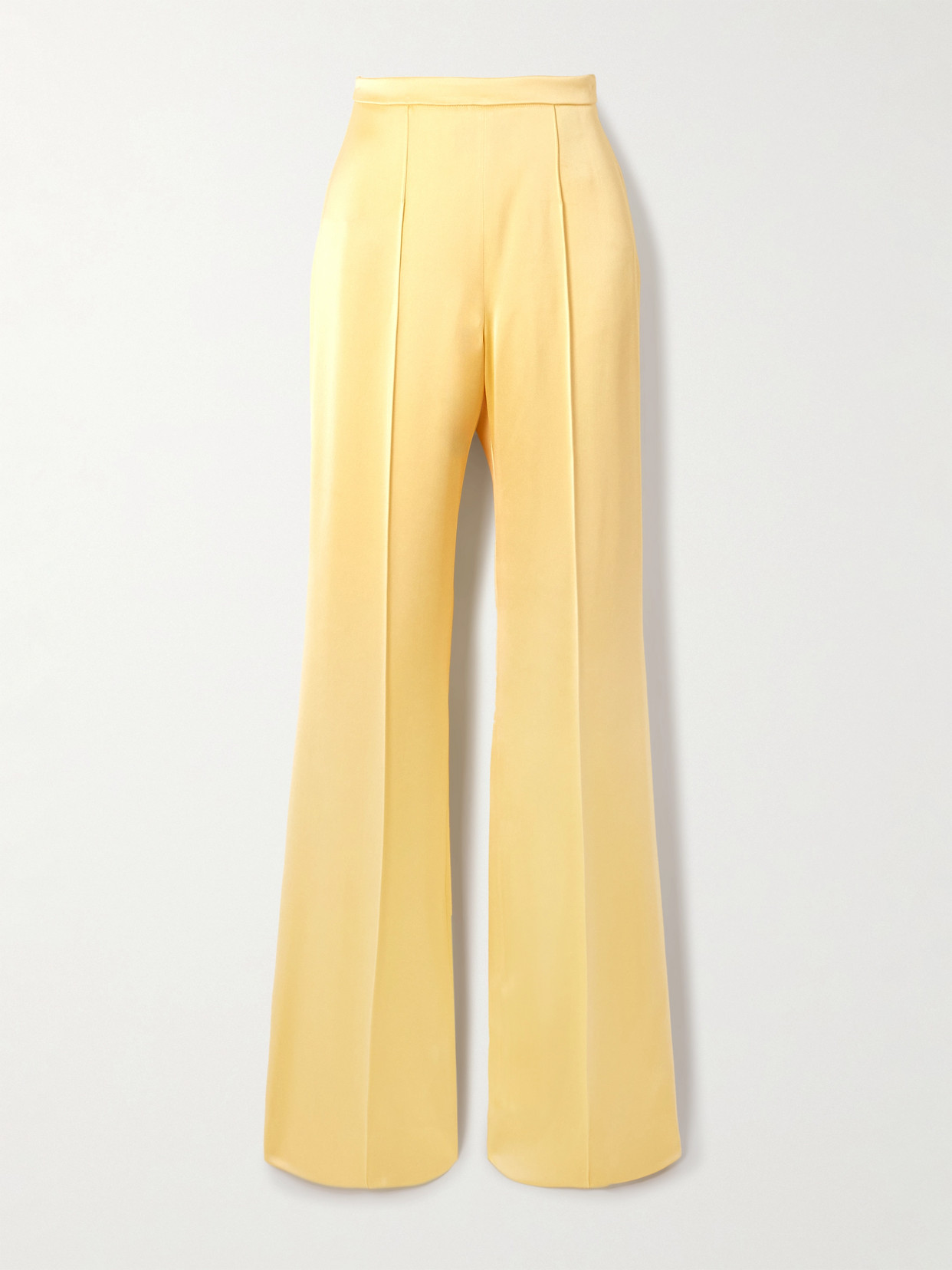 Another Tomorrow Pintucked Satin Straight-leg Pants In Yellow