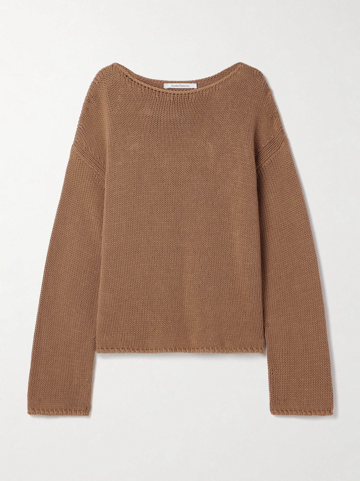 Another Tomorrow Organic Cotton Sweater In Brown