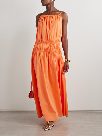 Another Tomorrow Gathered tiered cotton-poplin maxi dress