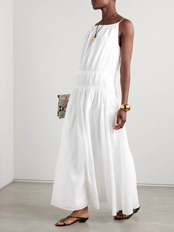 Another Tomorrow Gathered tiered organic cotton-poplin maxi dress