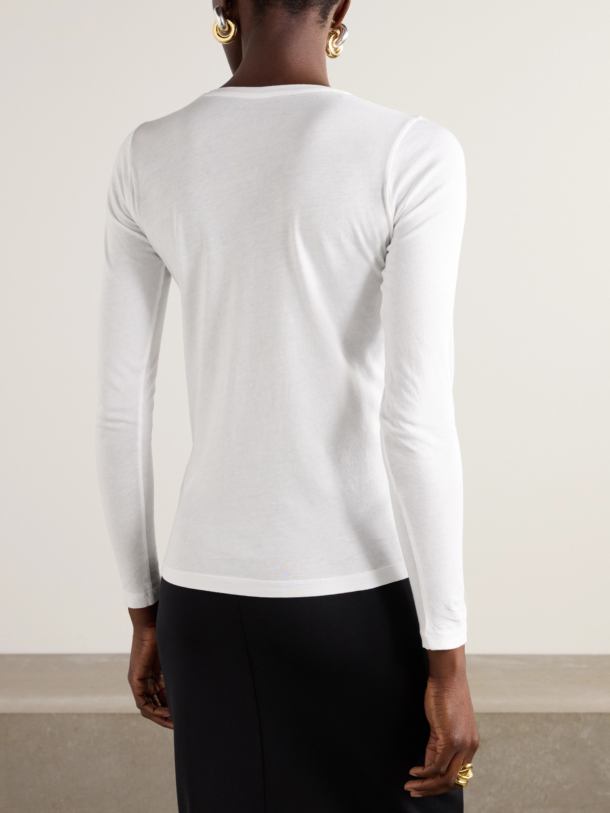 Another Tomorrow Cotton-jersey T-shirt In White
