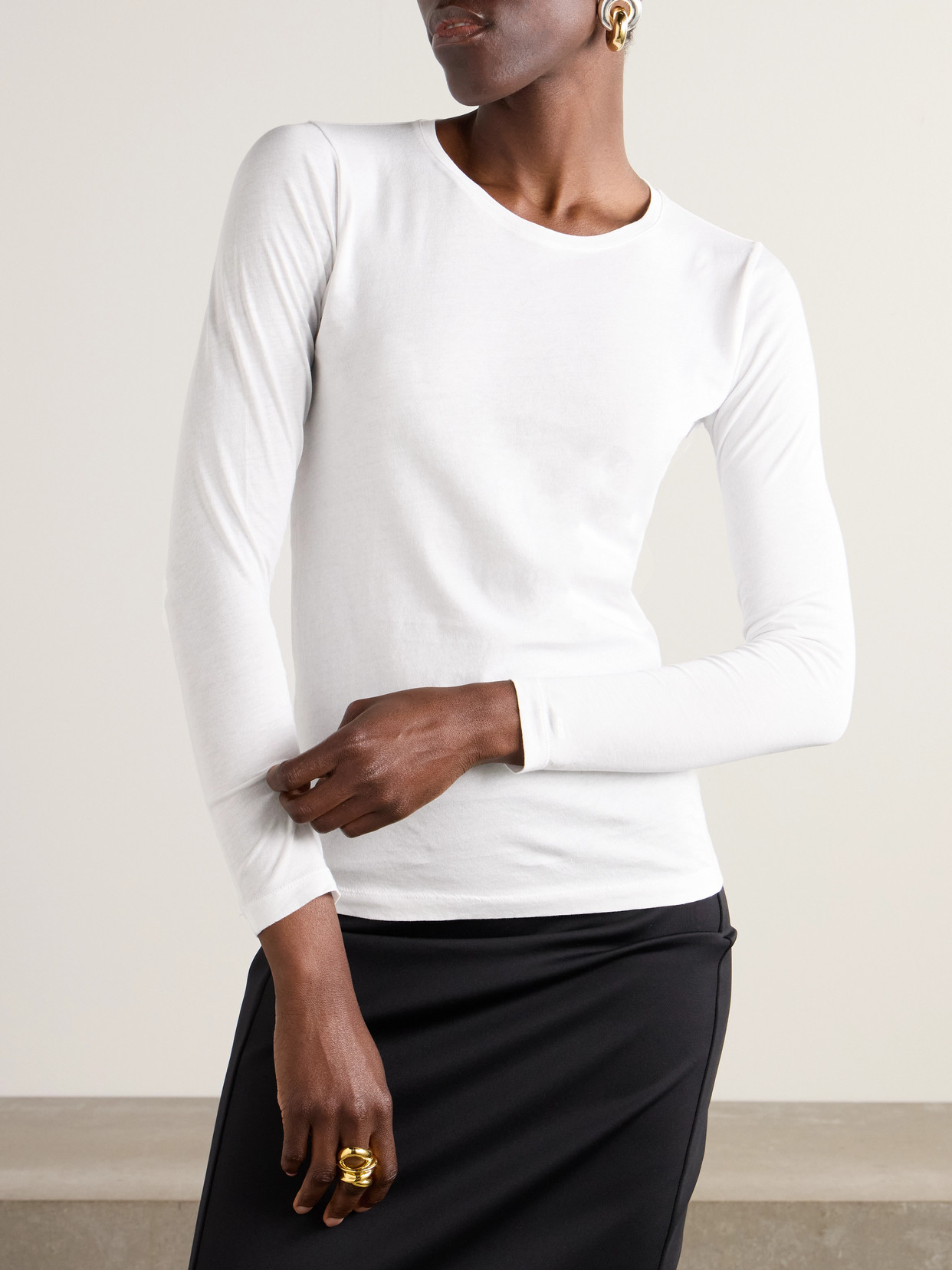 Another Tomorrow Cotton-jersey T-shirt In White