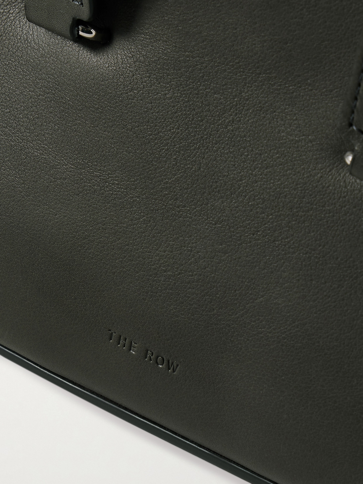 The Row Devon Mini Leather Tote In Gray
