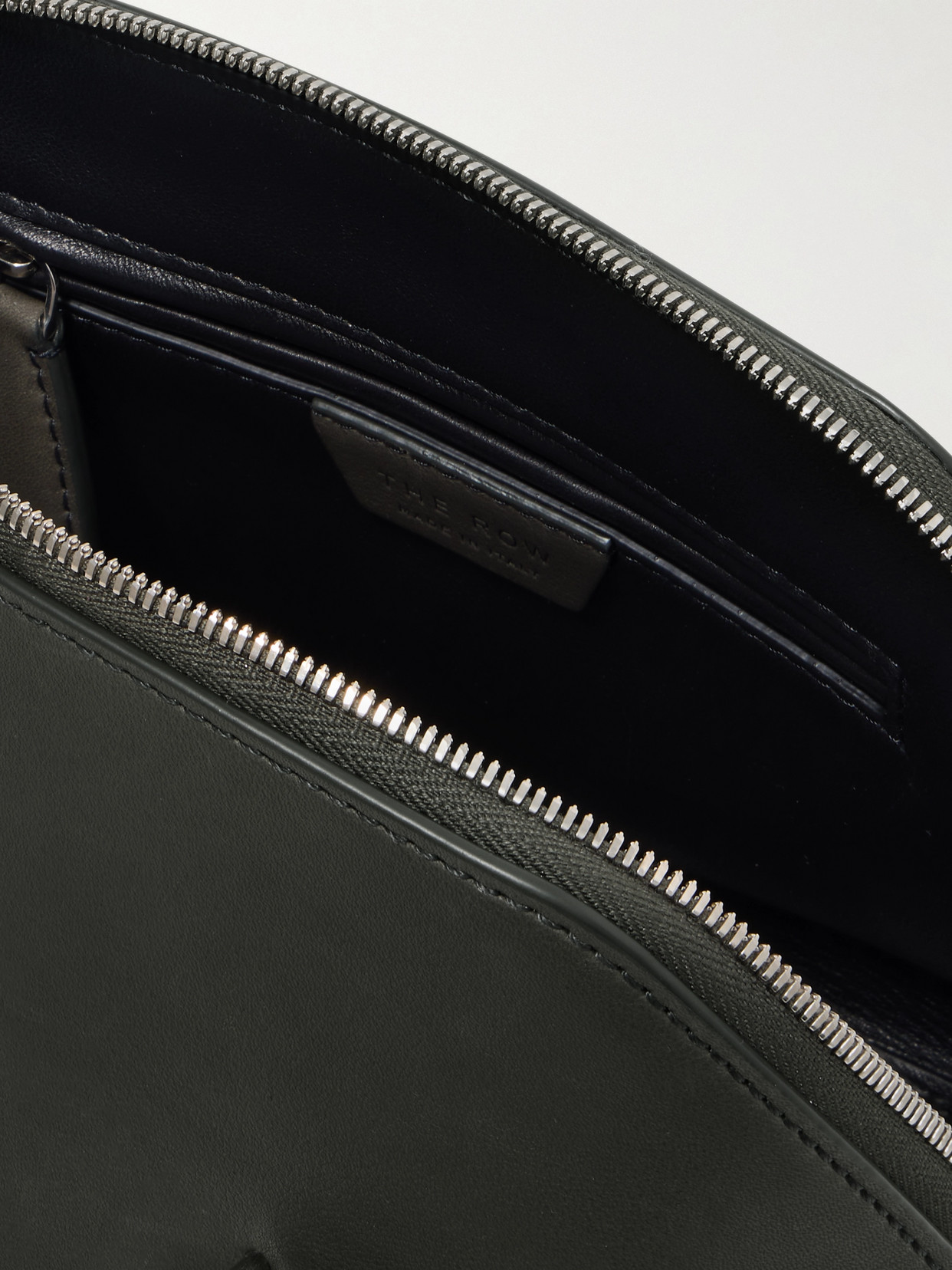 The Row Devon Mini Leather Tote In Gray