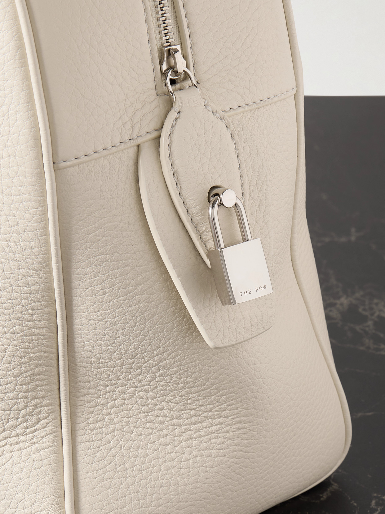 The Row India Textured-leather Tote In Ivory