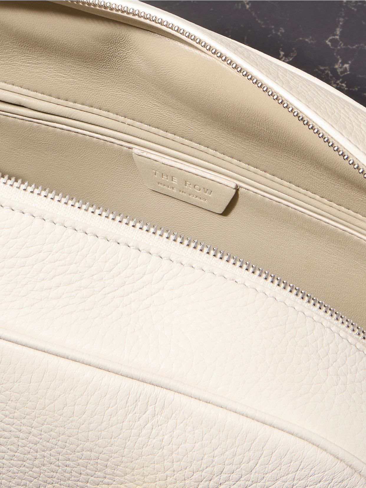 The Row India Textured-leather Tote In Ivory