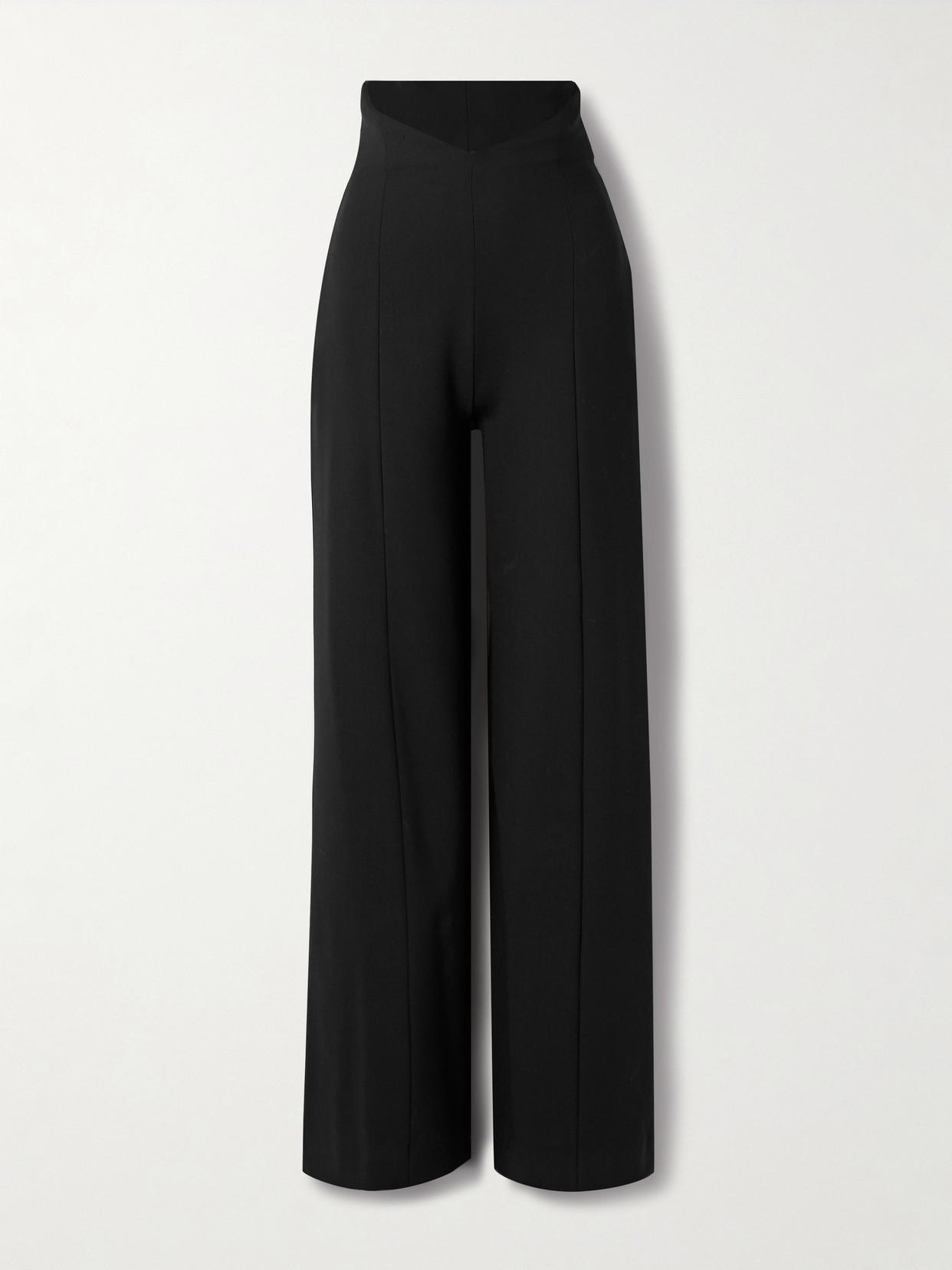Carolina Herrera Wool-blend Crepe Wide-leg Trousers In Black