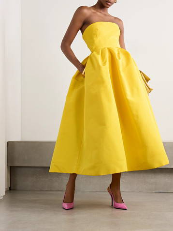 Carolina Herrera Strapless pleated faille gown
