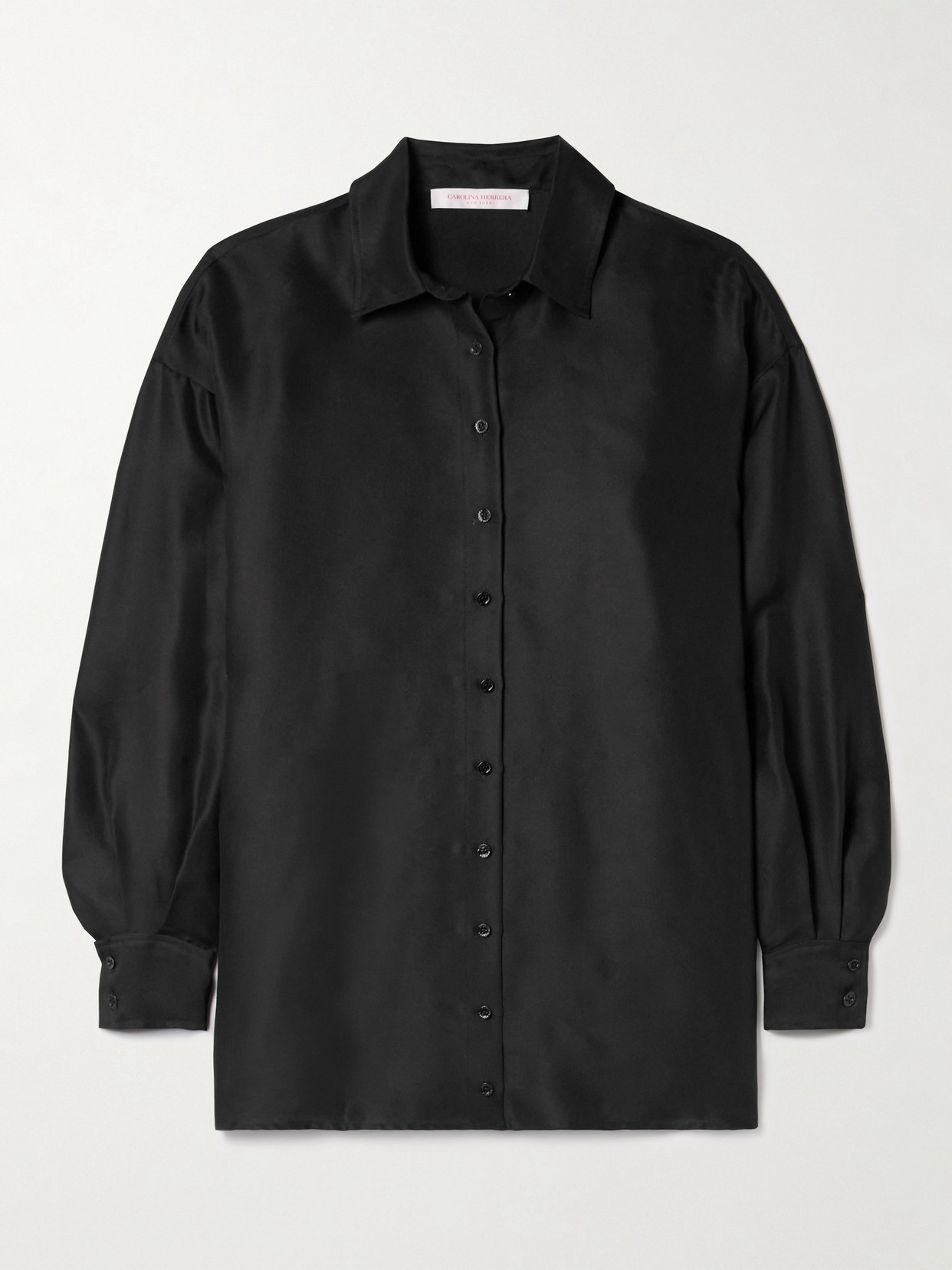 Carolina Herrera Oversized Silk-gazar Shirt In Black