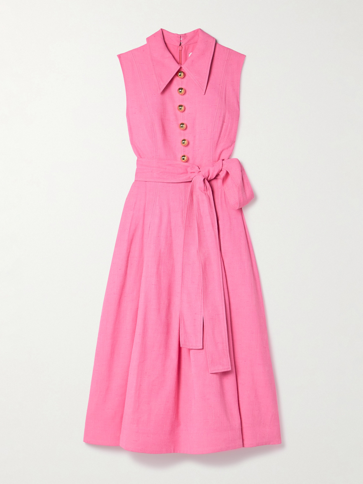 Carolina Herrera Belted Woven Midi Shirt Dress