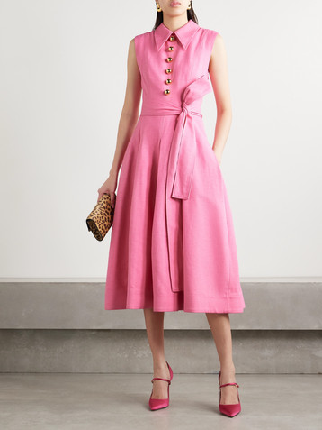 Carolina Herrera Belted woven midi shirt dress