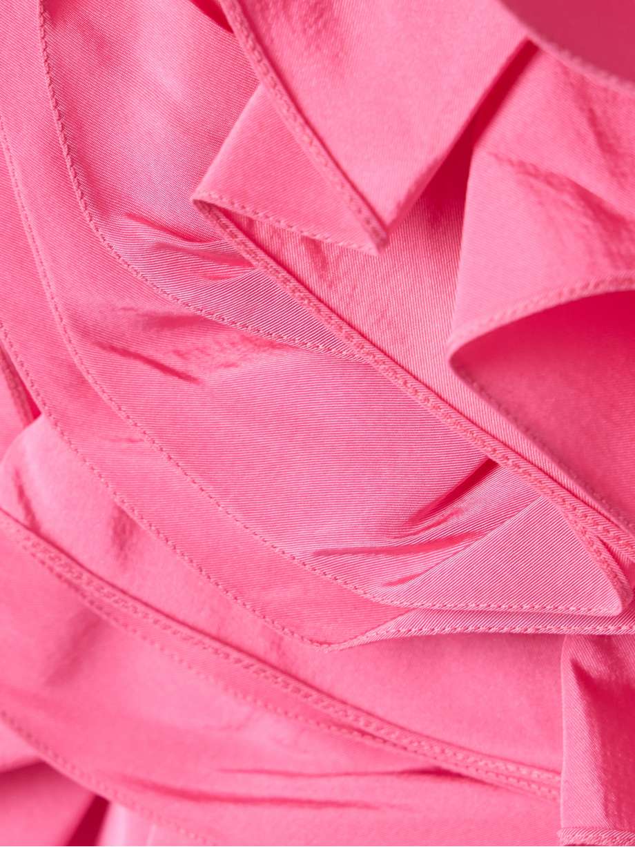 strapless appliquéd silk-faille mini dress