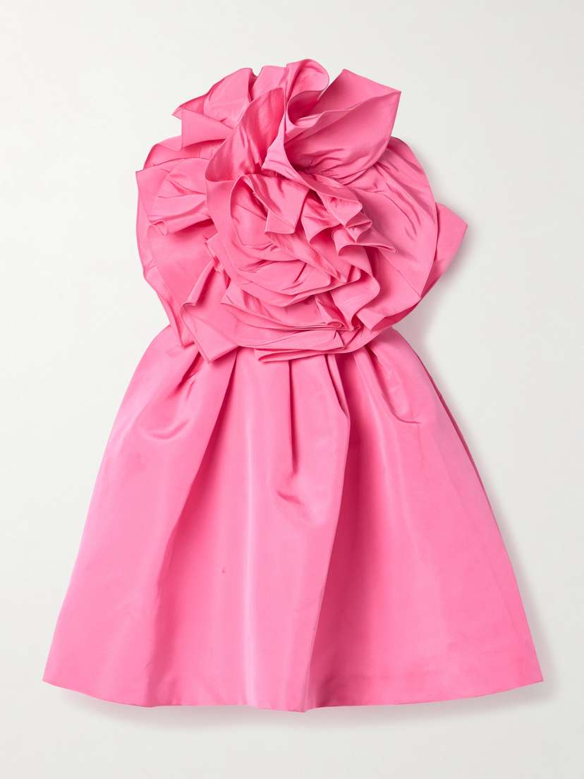 Carolina Herrera Strapless Appliquéd Silk-faille Mini Dress