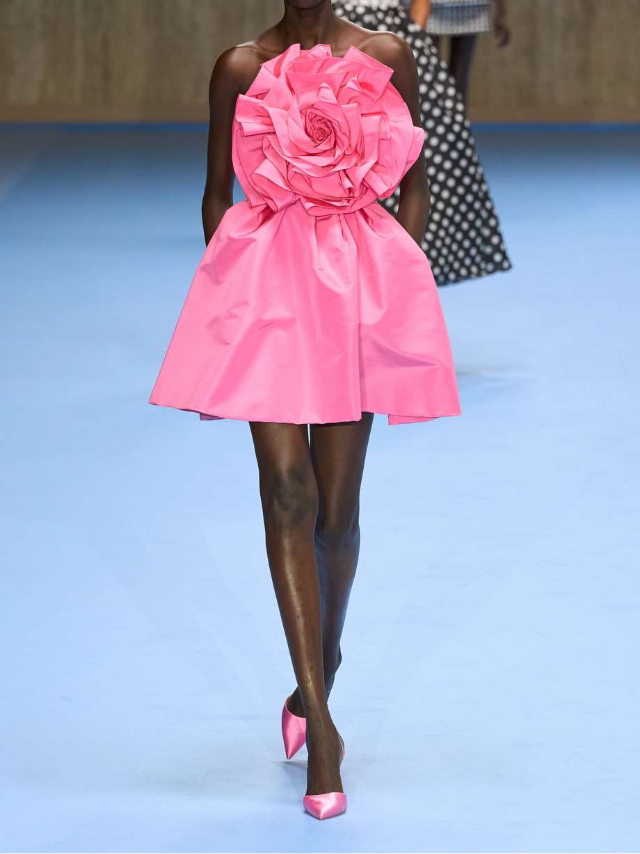 strapless appliquéd silk-faille mini dress