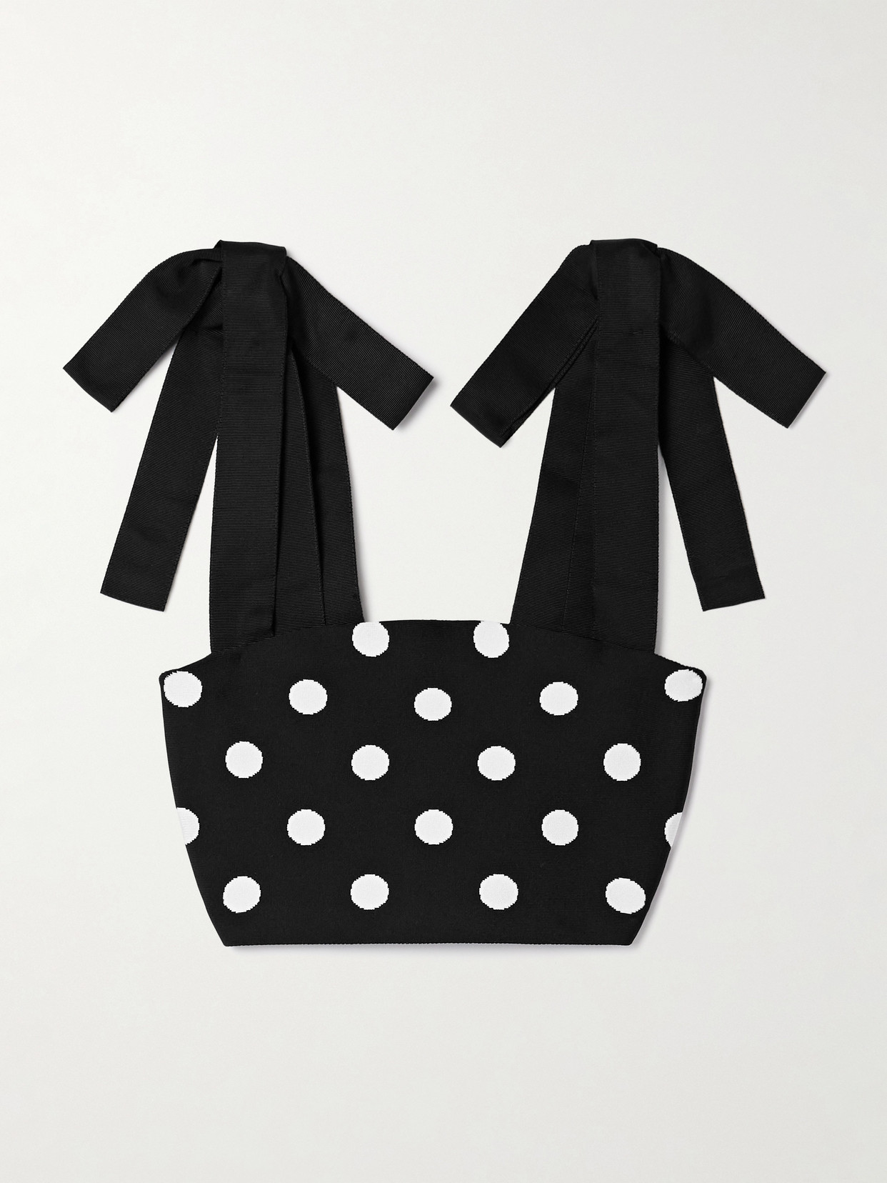Carolina Herrera Cropped Polka-dot Jacquard-knit Tank In Black