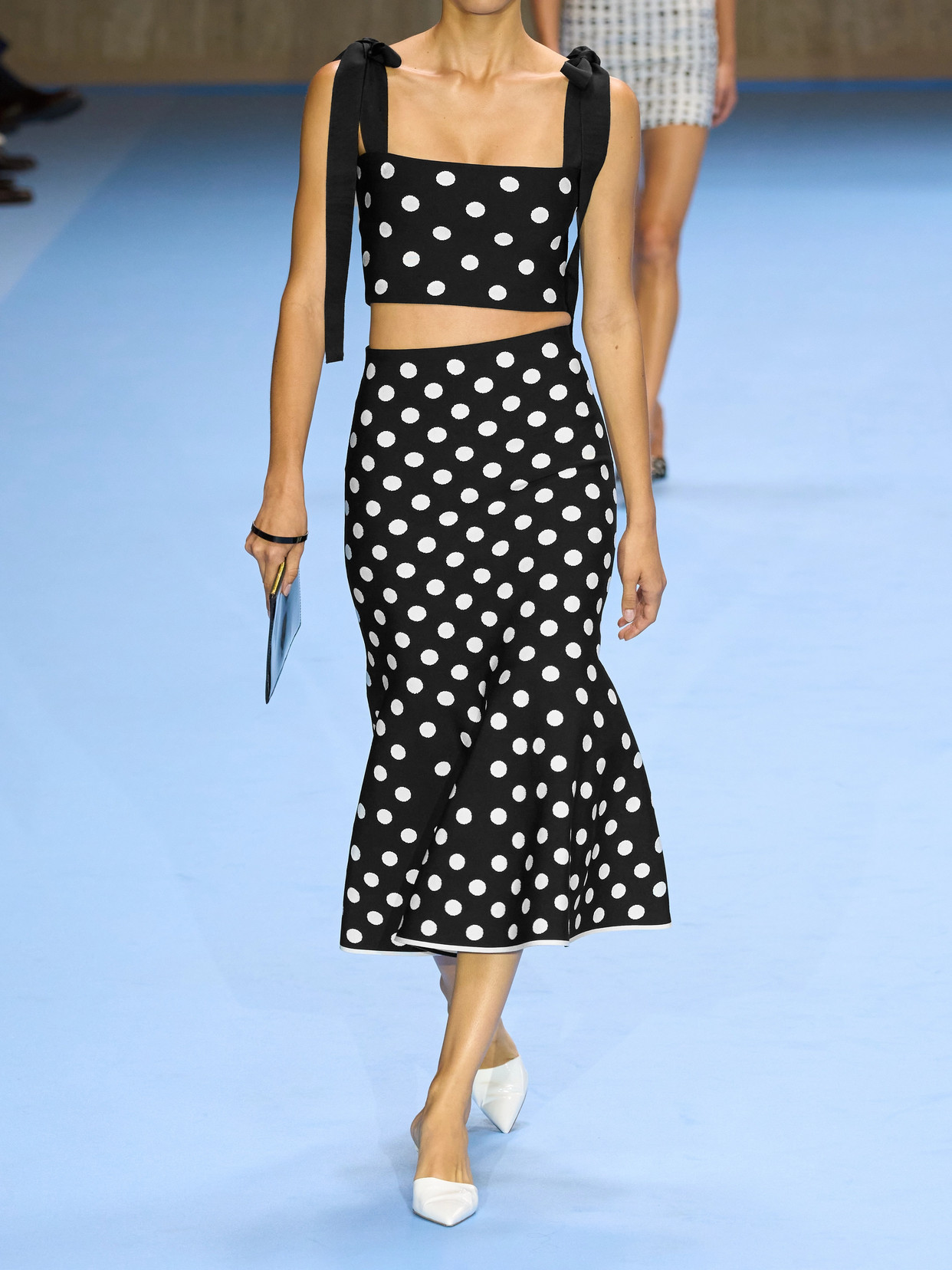 Cropped Polka-Dot Jacquard-Knit Tank
