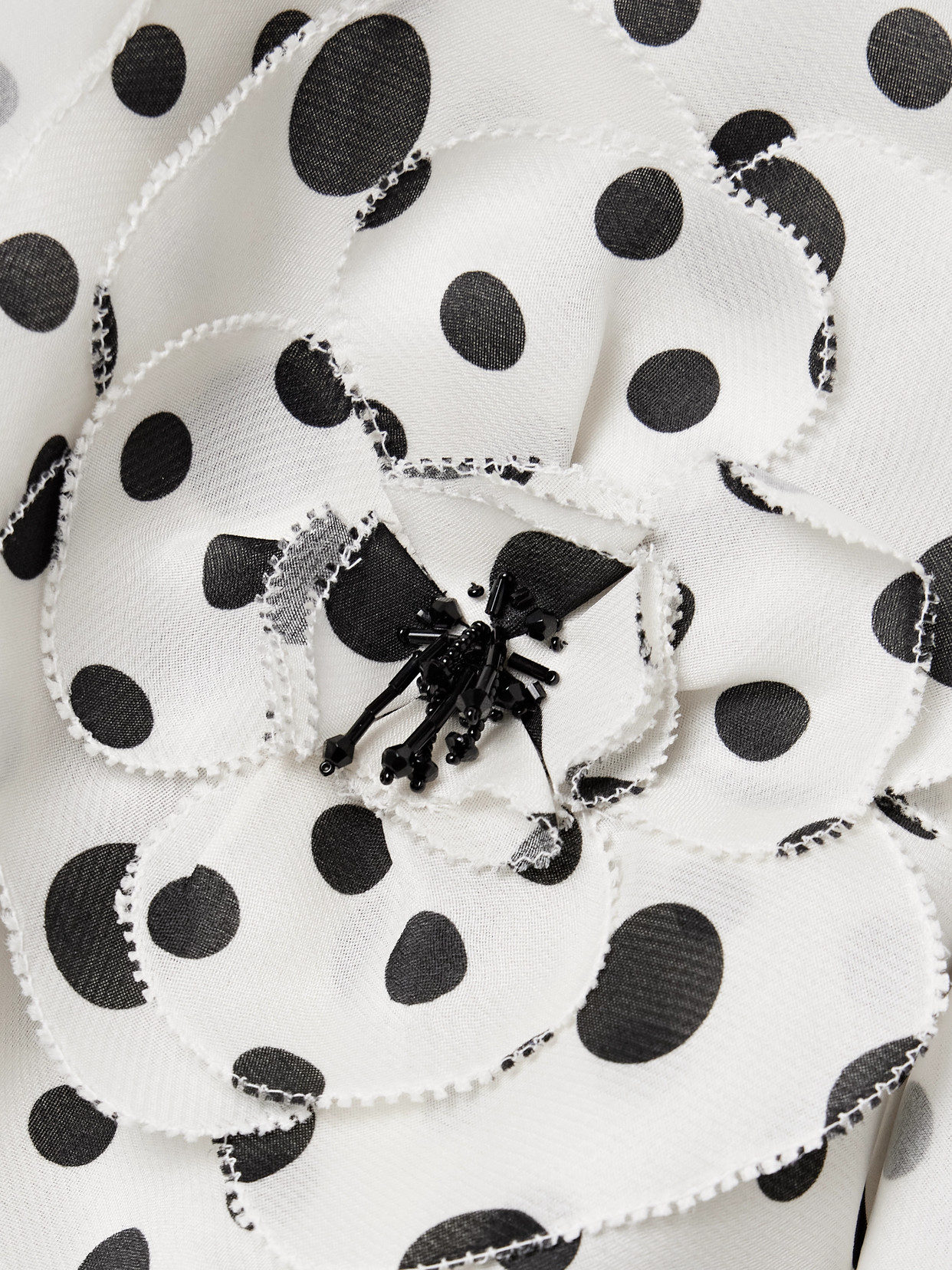 Carolina Herrera Strapless Appliquéd Gathered Polka-dot Silk-gazar Gown In Ivory