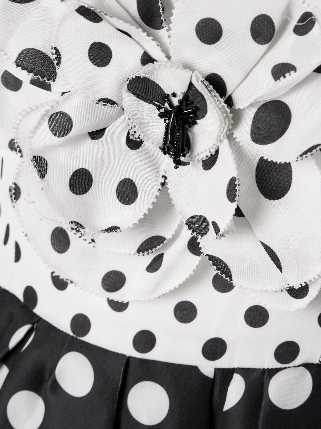 Carolina Herrera Polka-dot Flower Sleeveless Tea-length Dress In Black