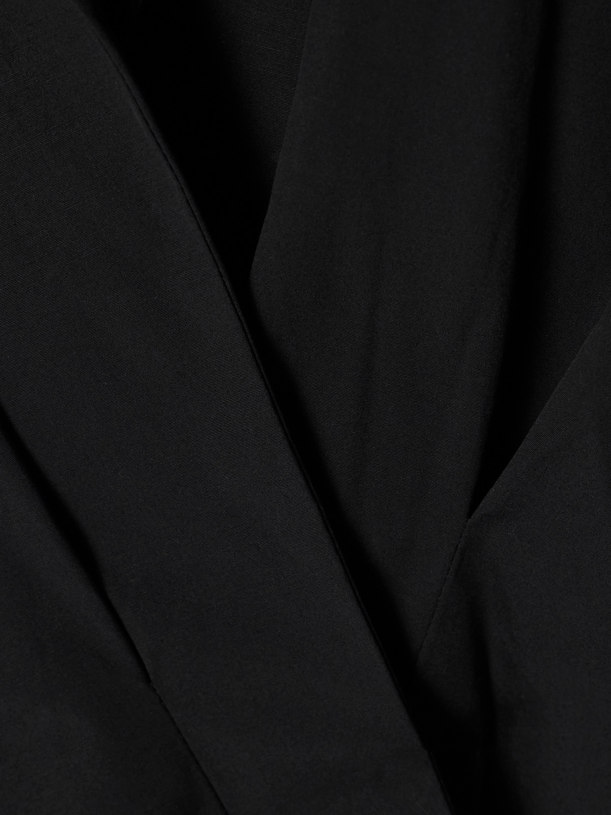 CAROLINA HERRERA PLEATED COTTON-BLEND POPLIN WRAP TOP