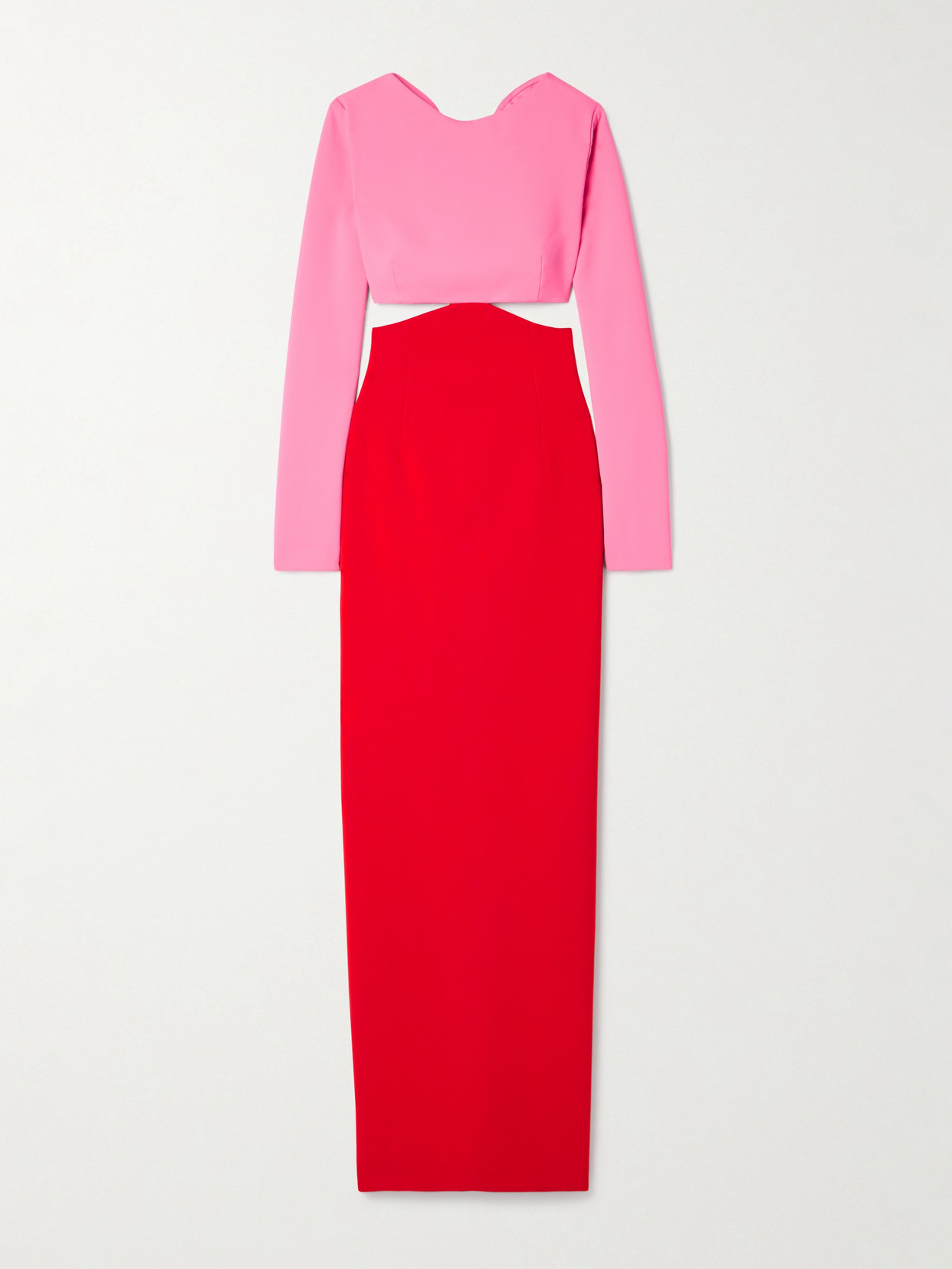 Carolina Herrera - Cutout Bow-embellished Two-tone Crepe Gown - Red