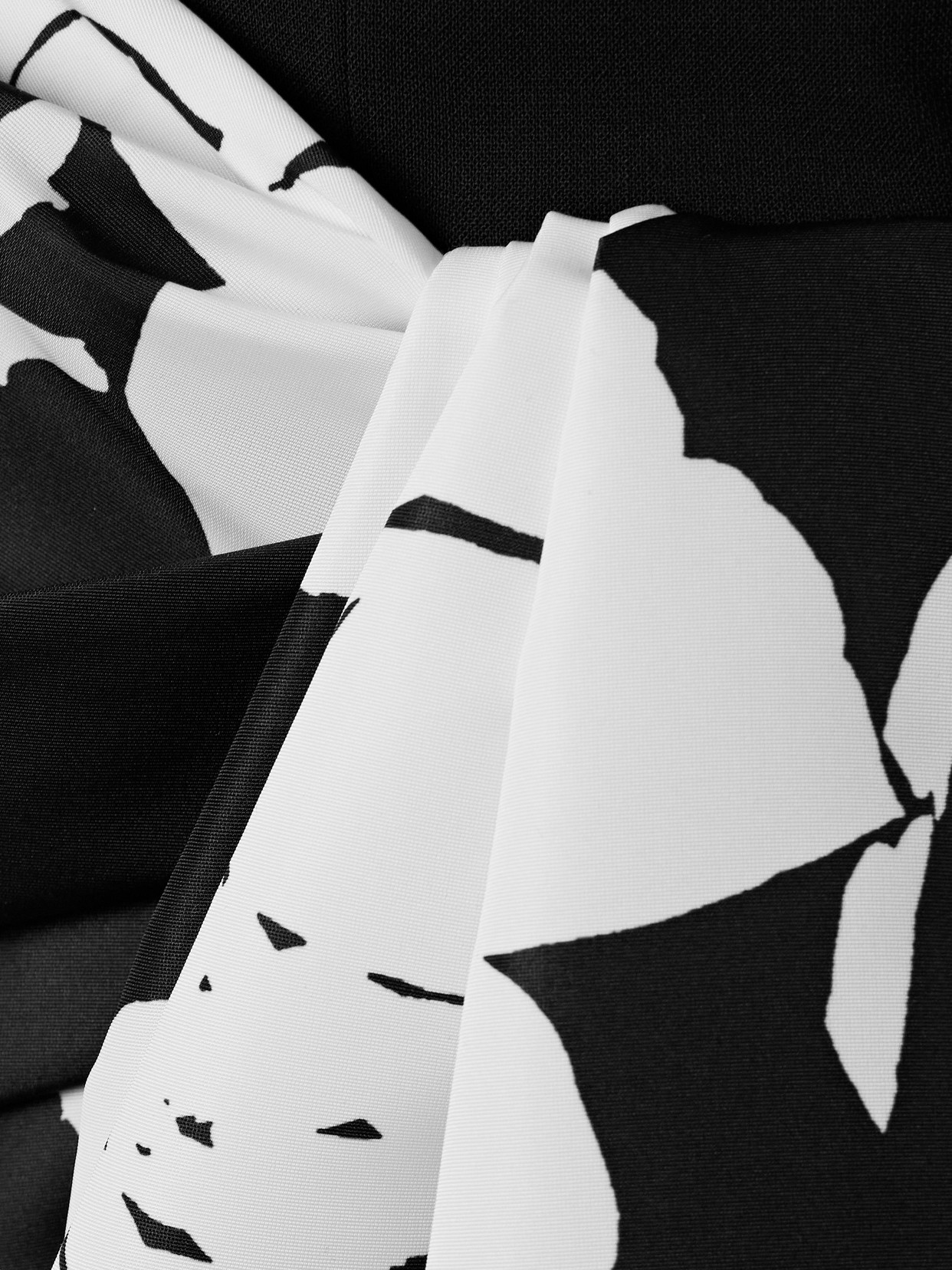 Shop Carolina Herrera Draped Floral-print Faille And Crepe Slim-leg Pants In Black