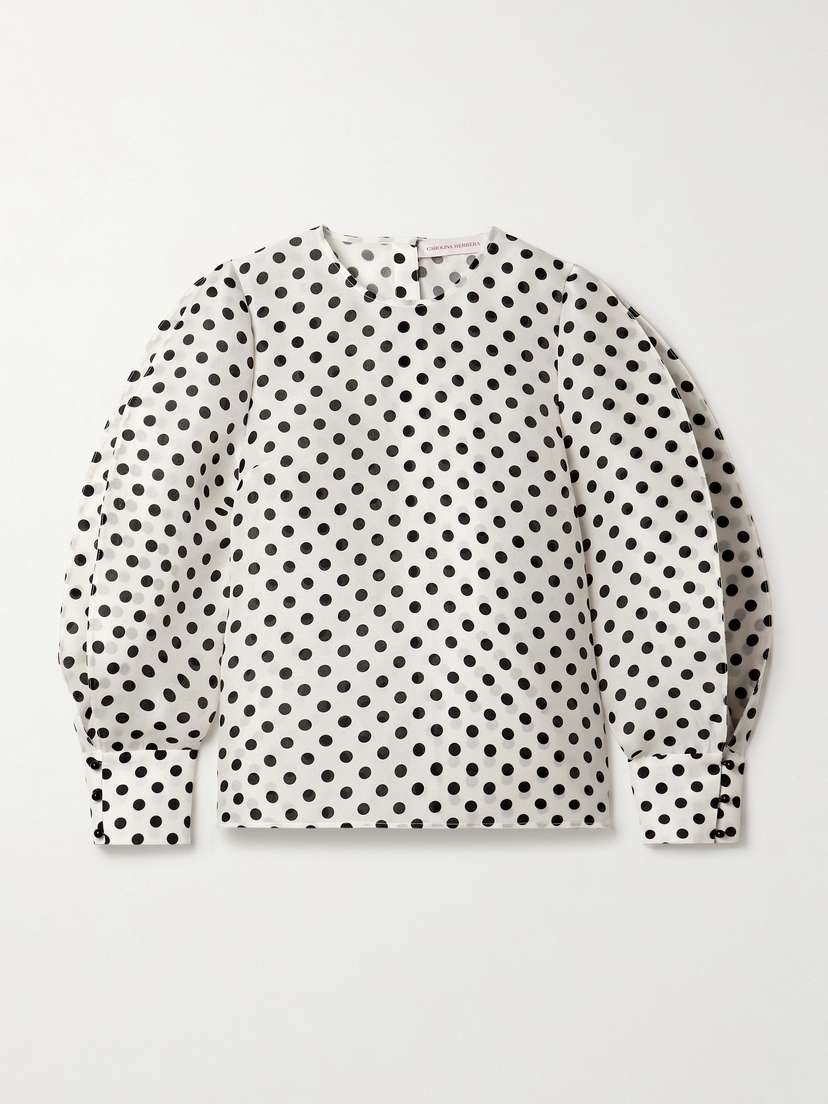 Carolina Herrera Polka-dot Silk-gazar Blouse