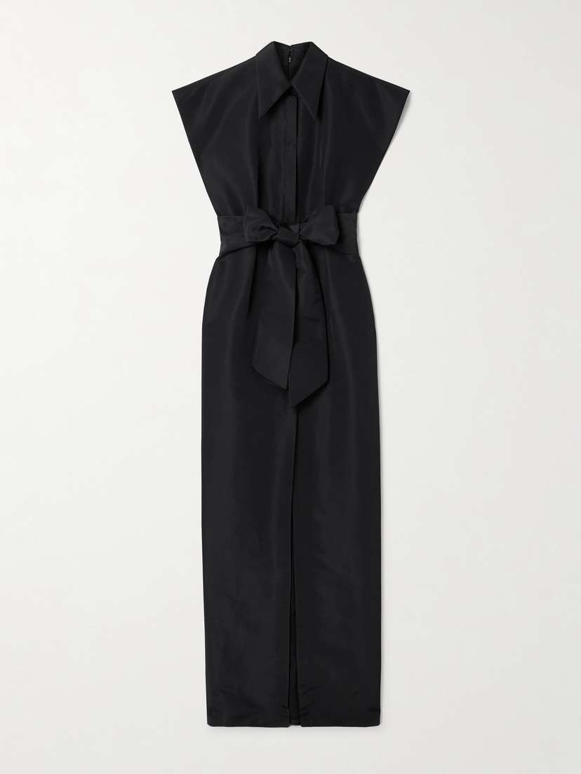 Carolina Herrera Belted Pleated Silk-faille Gown