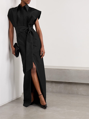 Carolina Herrera Belted pleated silk-faille gown