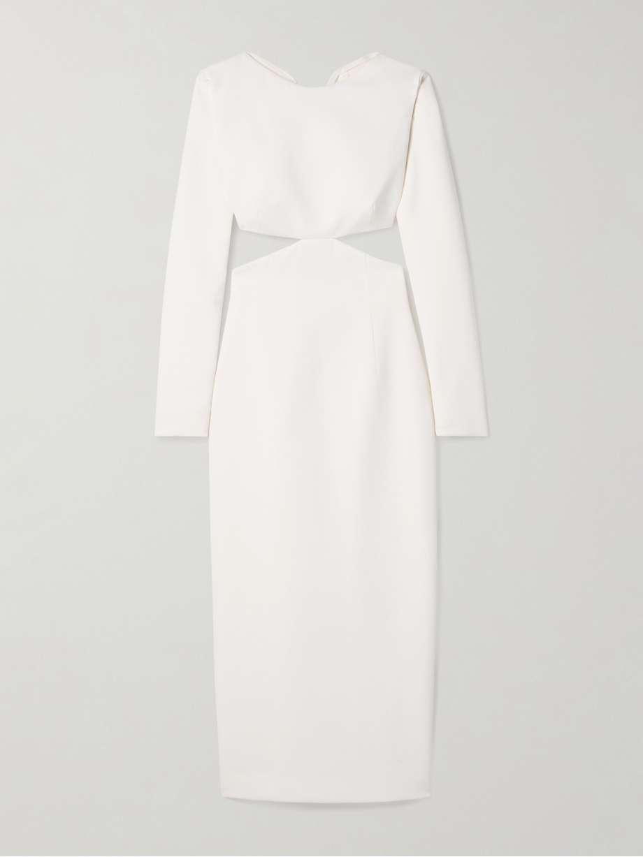 cutout bow-embellished crepe midi dress